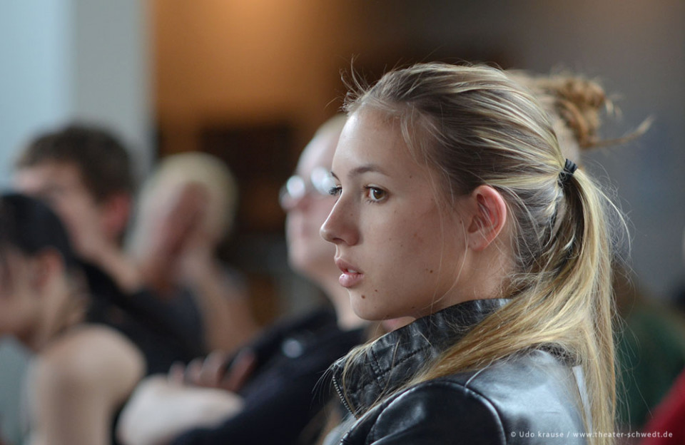 Während der Vorstellung Der Drache - Theater-AG des Leonardo-Da-Vinci Campus Nauen